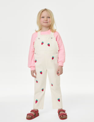 Pure Cotton Broderie Jumpsuit (2-8 Yrs), M&S Collection