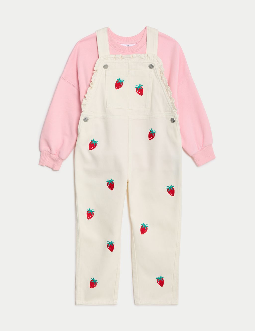 2pc Cotton Rich Sweater & Strawberry Dungarees (2-8 Yrs) 1 of 4