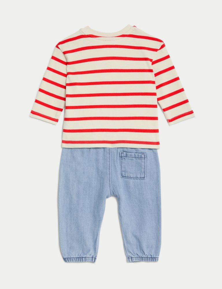 2pc Cotton Rich Striped Dungaree Outfit (0-3 Yrs), M&S Collection