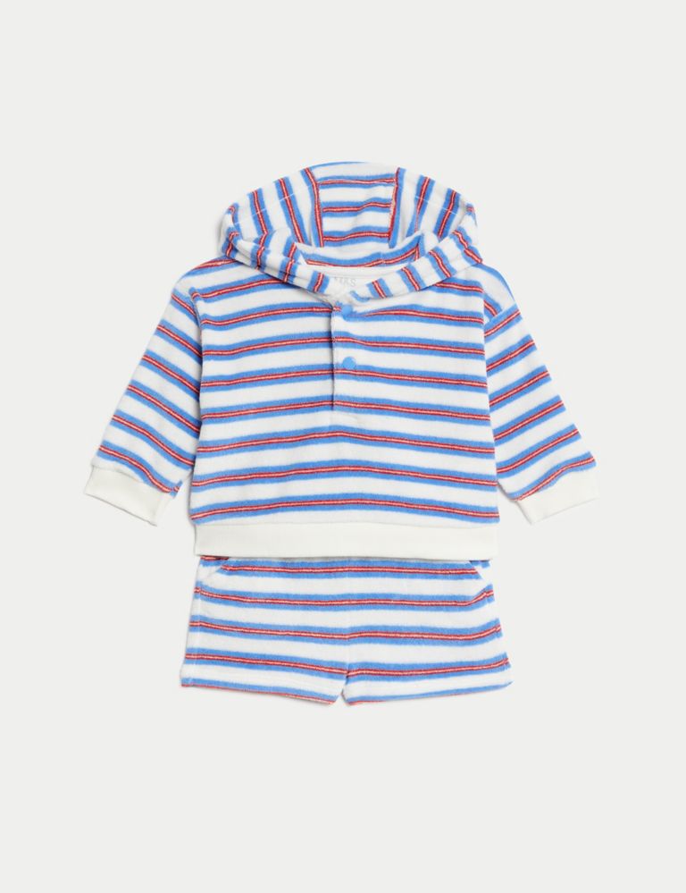 2pc Cotton Rich Towelling Striped Outfit (0-3 Yrs) 1 of 6