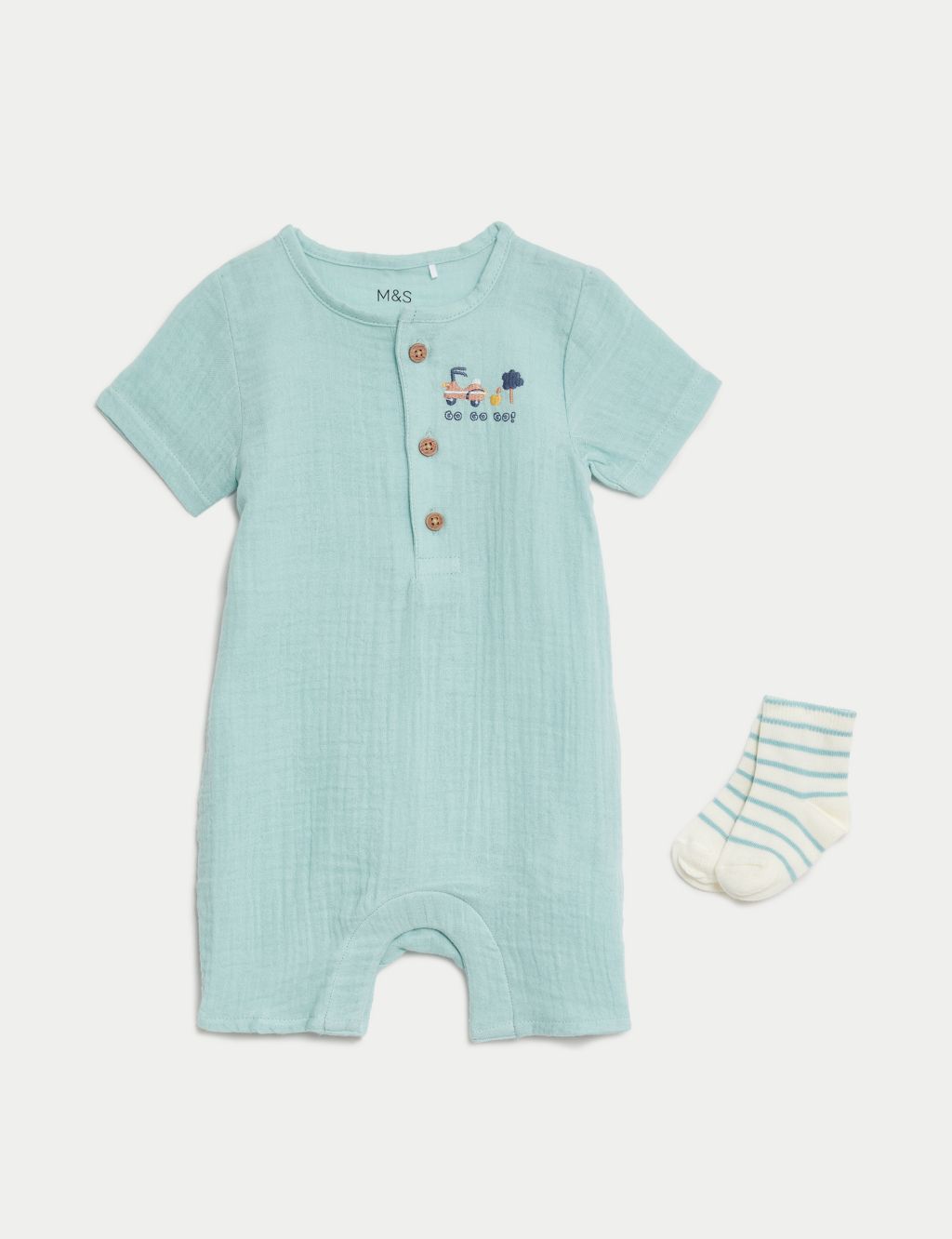 2pc Cotton Rich Train Outfit (7lbs-1 Yrs) 1 of 5