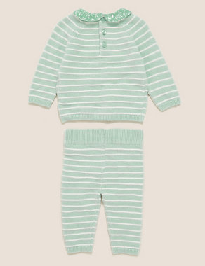2pc Cotton Striped Knitted Outfit (0-3 Yrs) Image 2 of 5