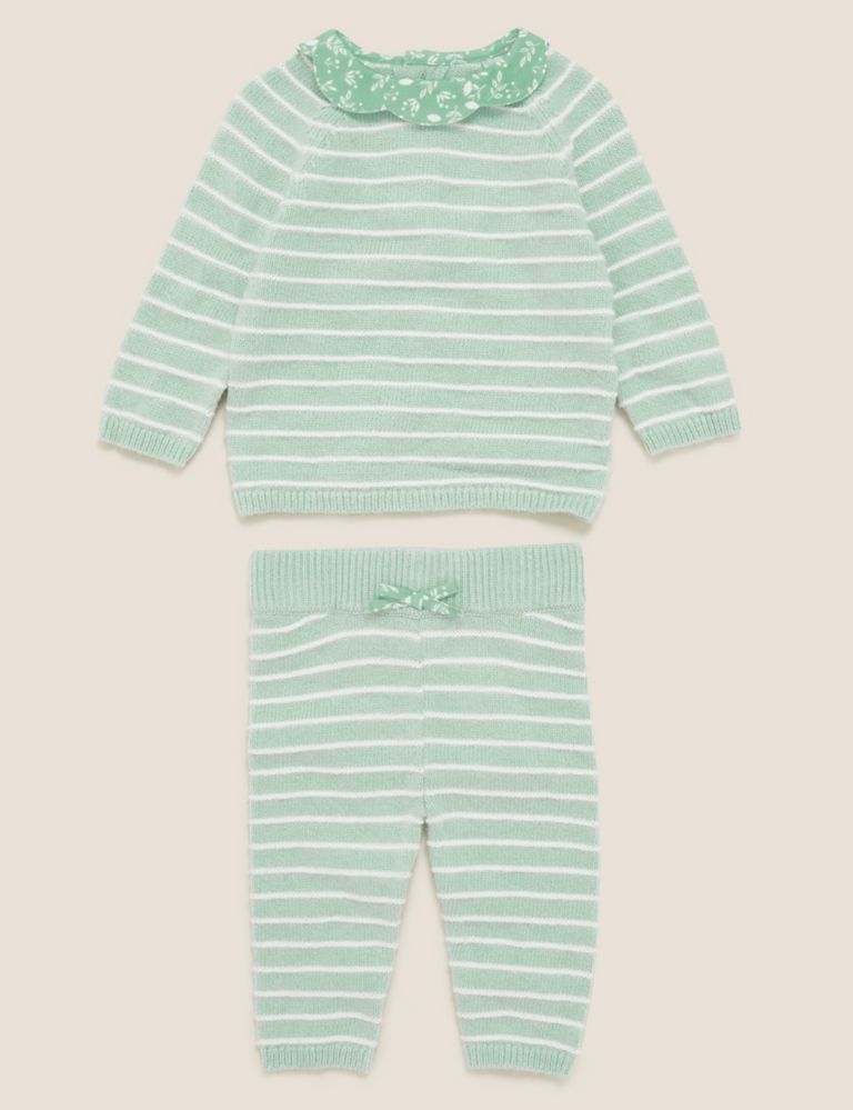 2pc Cotton Striped Knitted Outfit (0-3 Yrs) | M&S