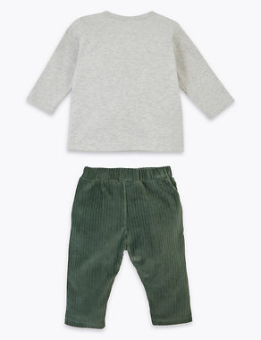 2pc Cotton Textured Velour Joggers Outfit (0-3 Yrs) Image 2 of 5
