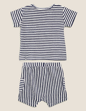 2pc Cotton Towelling Striped Outfit (0-3 Yrs) Image 2 of 5