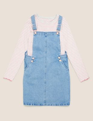 2pc Denim Pinafore Outfit (6-14 Yrs) Image 2 of 4