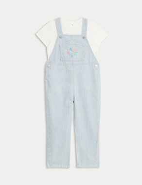 2pc Denim Striped Dungaree Outfit  (2-8 Years) Image 2 of 5