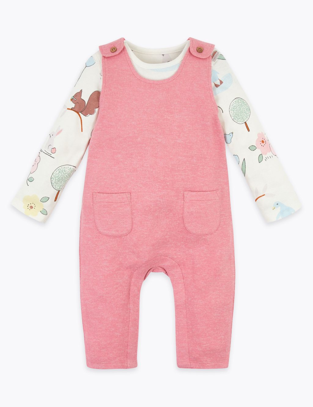 2pc Nature Print Dungarees Outfit (7lbs-12 Mths) | M&S