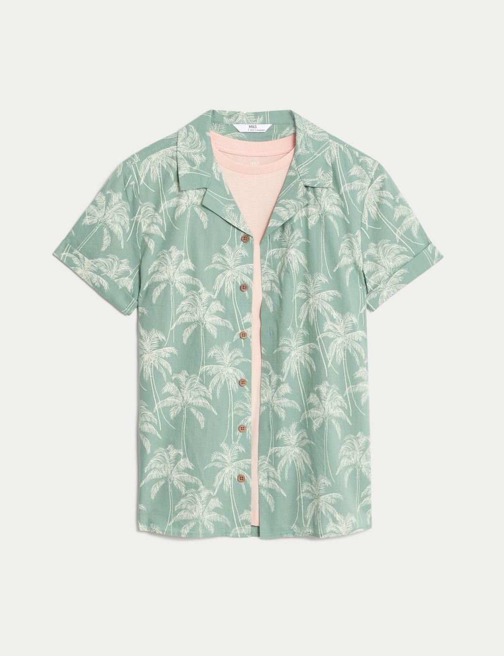 2pc Palm Print Shirt and T-Shirt Set(6-16 Yrs) 1 of 5