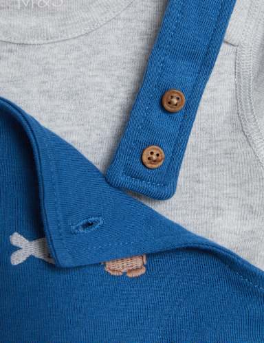 2pc Pure Cotton Animal Dungaree Outfit (7lbs - 12 Mths) 6 of 8