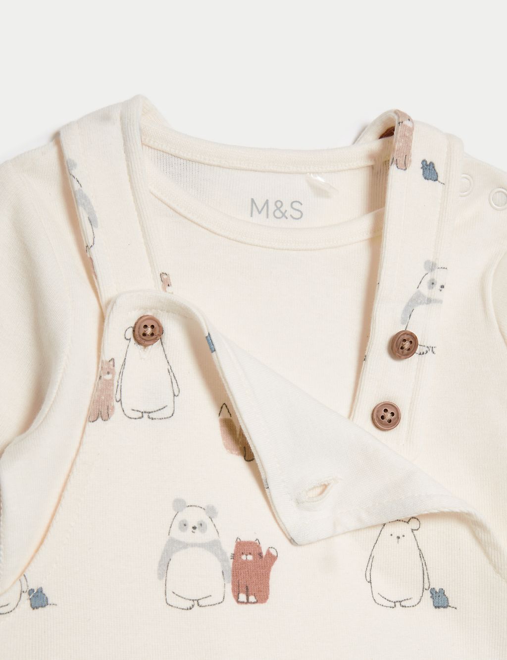 2pc Pure Cotton Animal Dungarees Outfit (7lbs-1 Yrs) 5 of 9