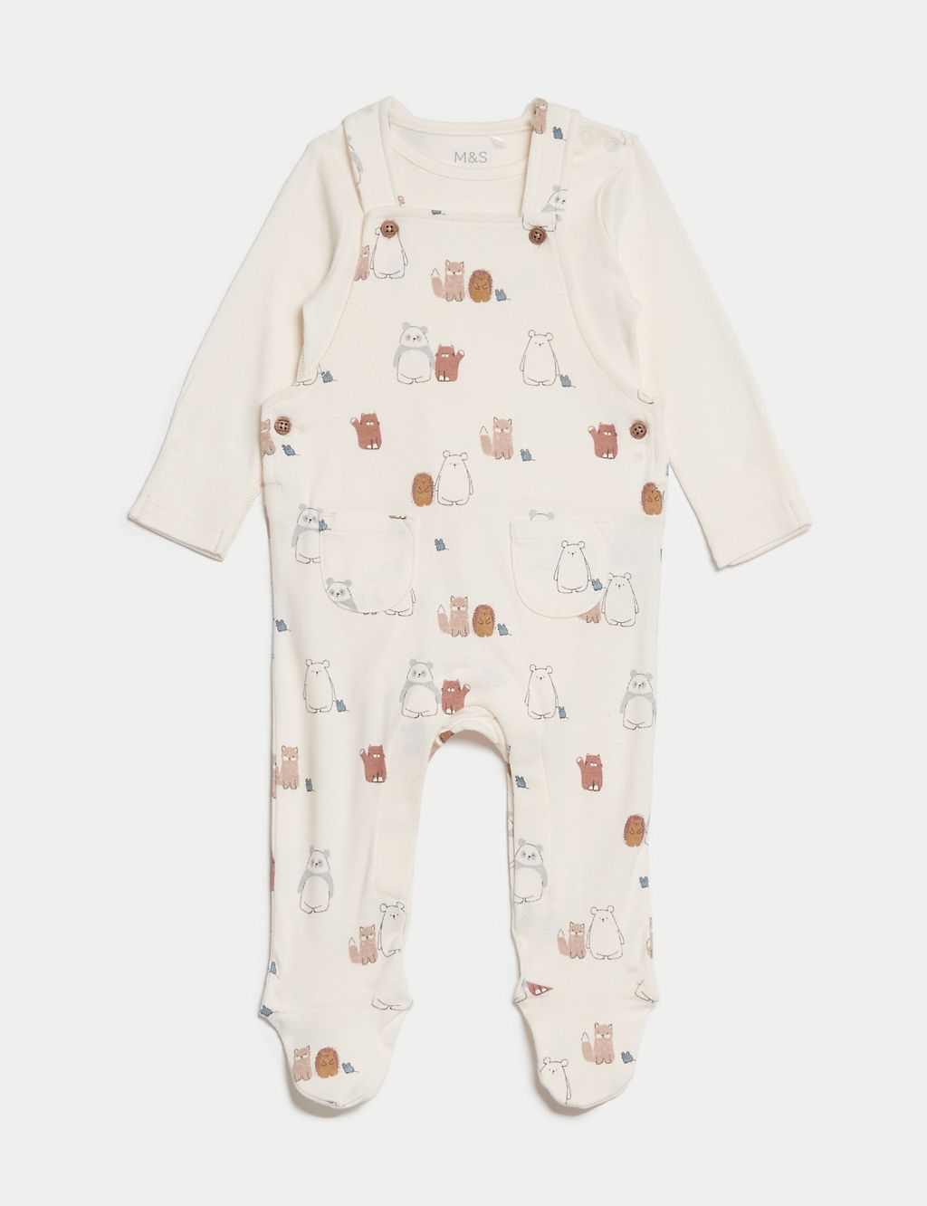 2pc Pure Cotton Animal Dungarees Outfit (7lbs-1 Yrs) 1 of 9