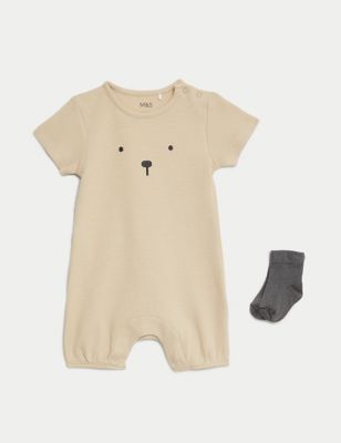 2pc Pure Cotton Bear Romper (7lbs-1 Yrs) Image 2 of 6