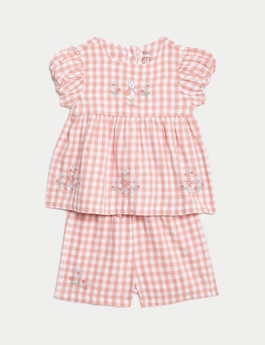 2pc Pure Cotton Checked Peter Rabbit™ Outfit (0-3 Yrs) 1 of 8