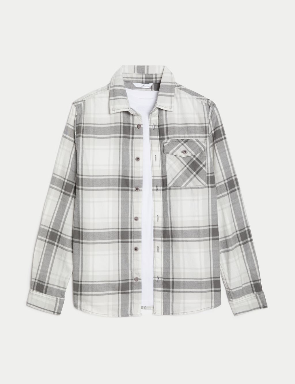 2pc Pure Cotton Checked Shirt and T-Shirt (6-16 Yrs) 1 of 5