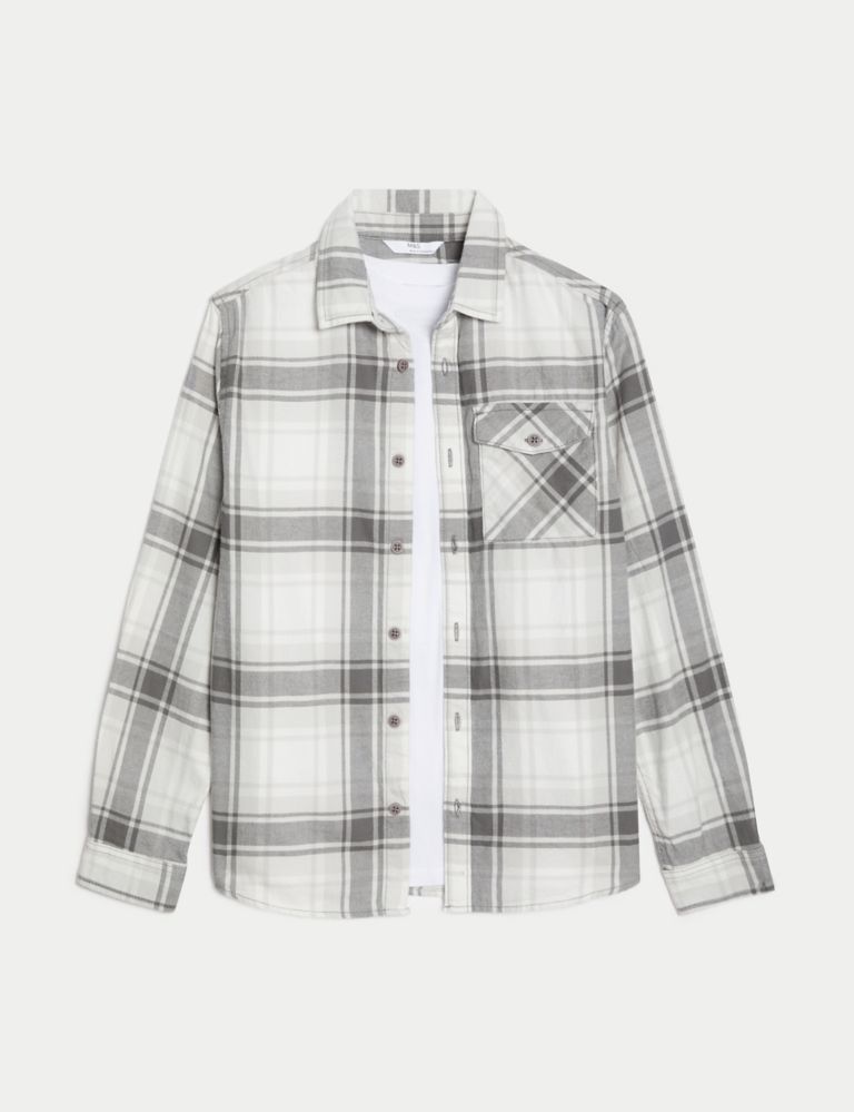 2pc Pure Cotton Checked Shirt and T-Shirt (6-16 Yrs) 2 of 5