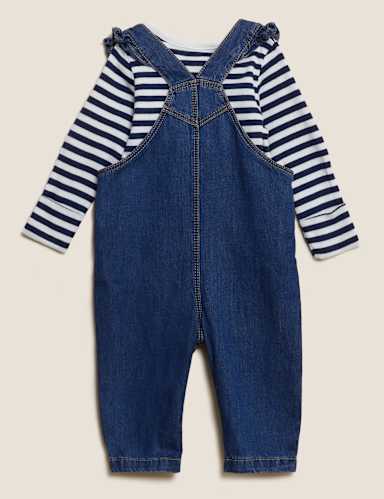 2pc Pure Cotton Denim Dungaree Outfit (0-3 Yrs) 2 of 6