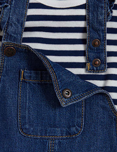 2pc Pure Cotton Denim Dungaree Outfit (0-3 Yrs) 5 of 6