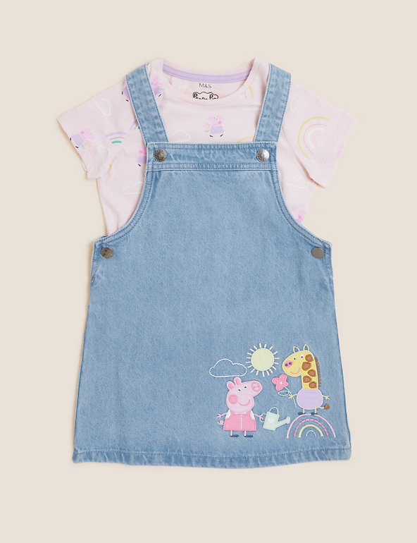 New Peppa Pig Play All Day Pinafore & Long Sleeve TOP Outfit 2-3YRS