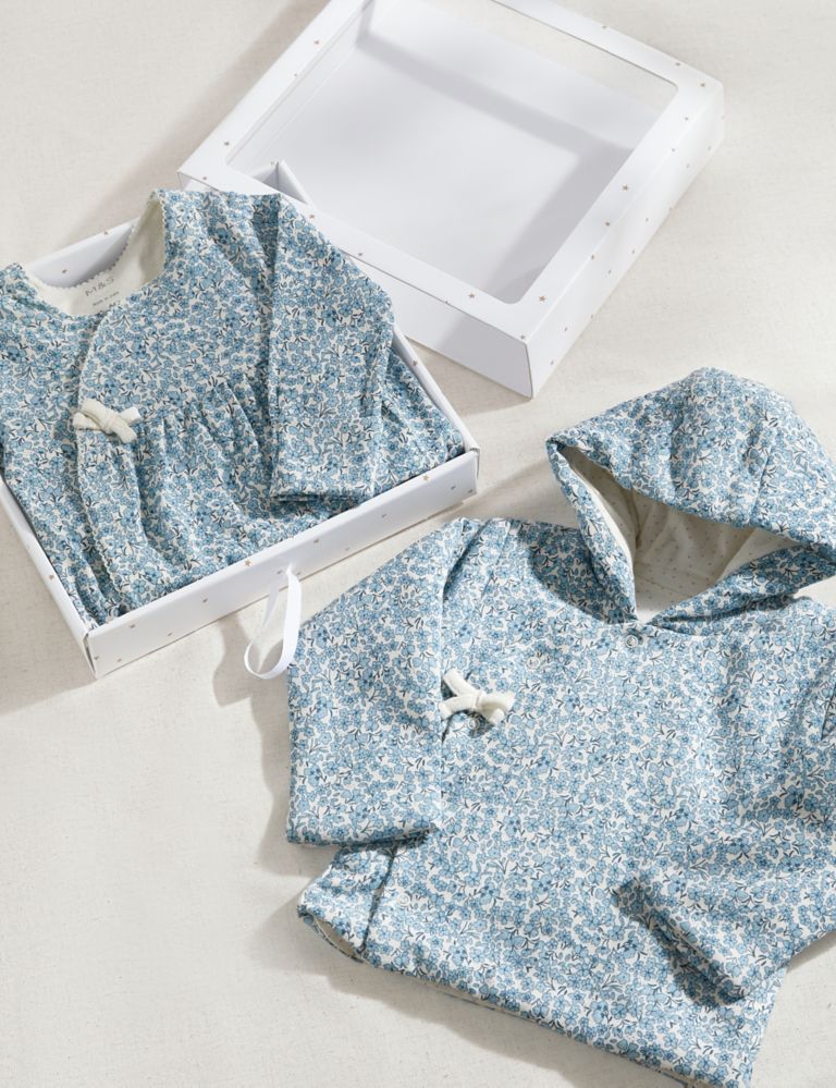 2pc Pure Cotton Floral Gift Set (0-6 Mths) 1 of 3