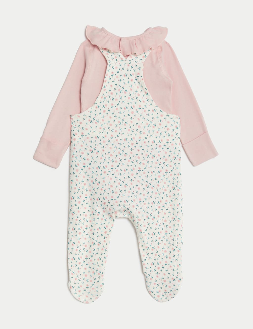 2pc Pure Cotton Floral Outfit 7lbs 1 Yrs M S Collection M S