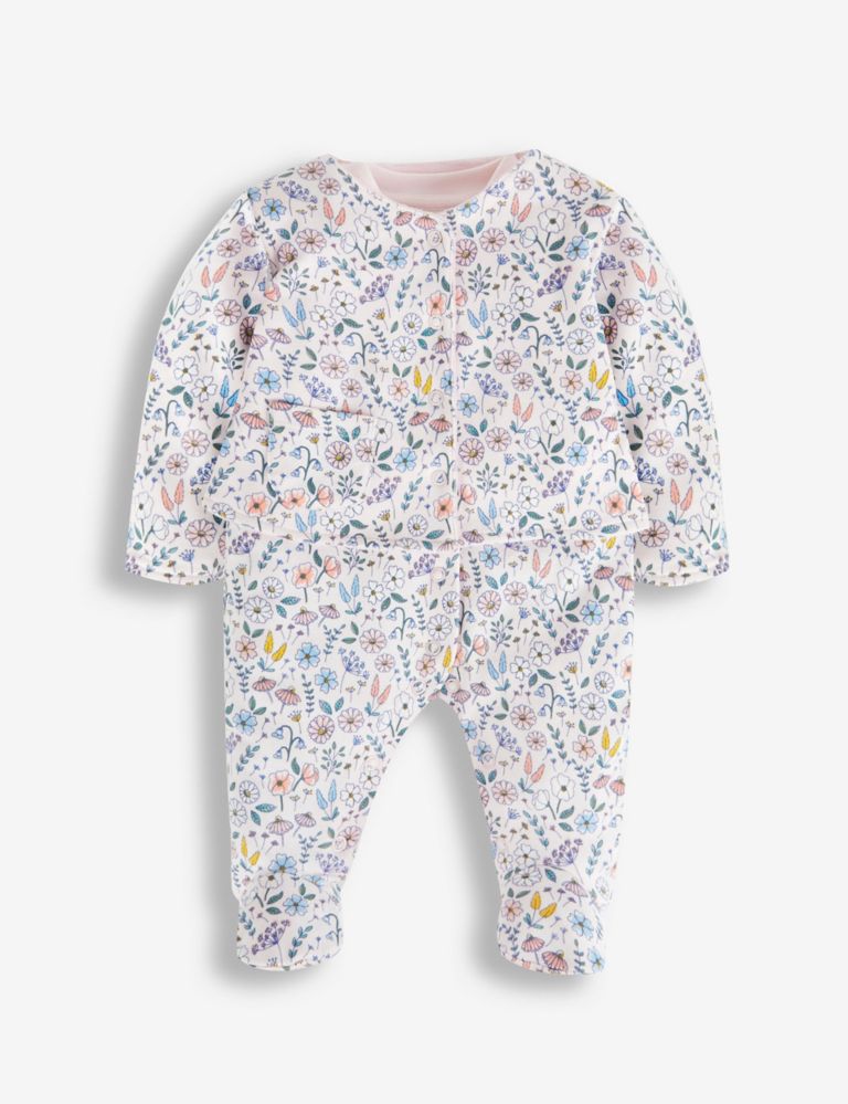 2pc Pure Cotton Floral Sleepsuit Outfit (7lbs-6 Mths) 5 of 5