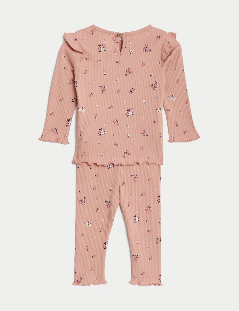 2pc Pure Cotton Floral Top & Bottom Outfit (0-3 Yrs) | M&S Collection | M&S