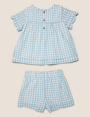 2pc Pure Cotton Gingham Outfit (0-3 Yrs) Image 2 of 5