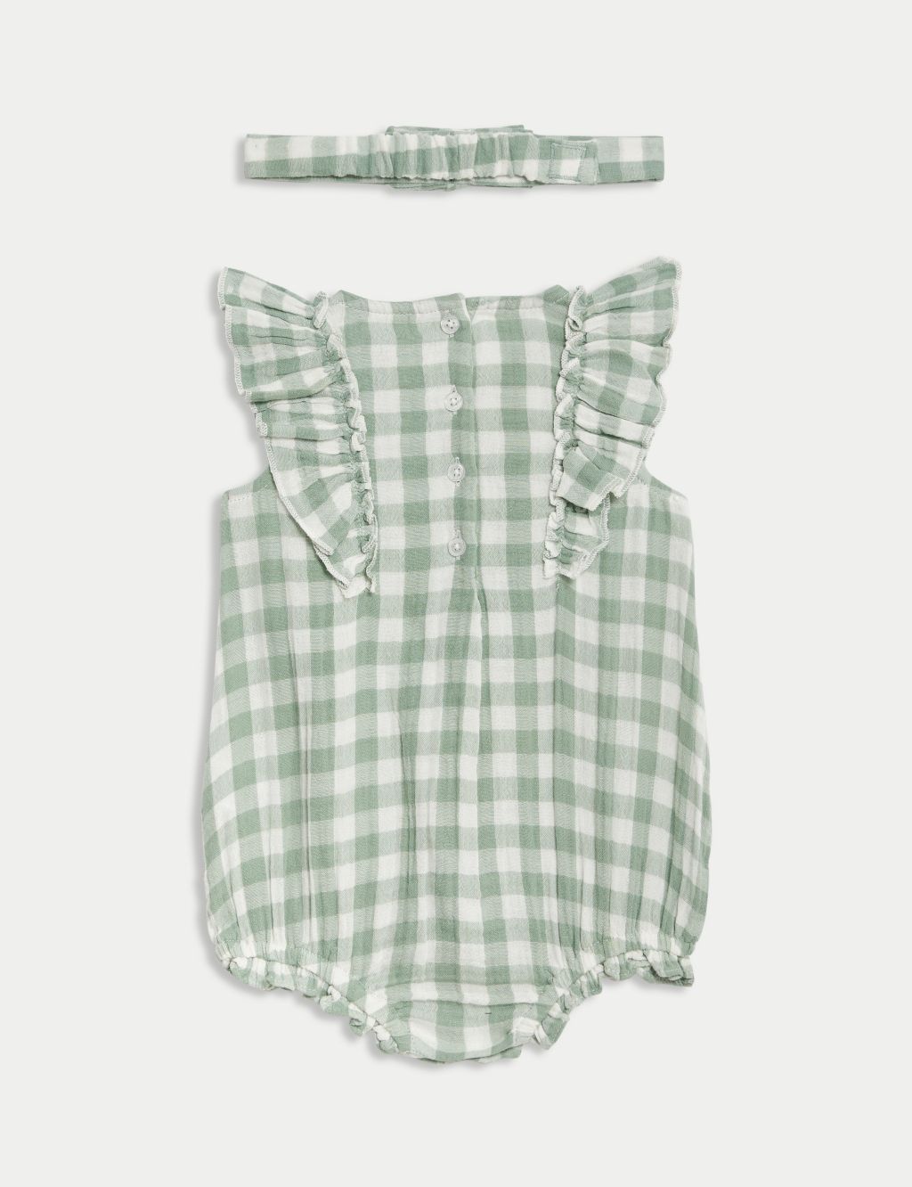 2pc Pure Cotton Gingham Romper (0-3 Yrs) 1 of 4