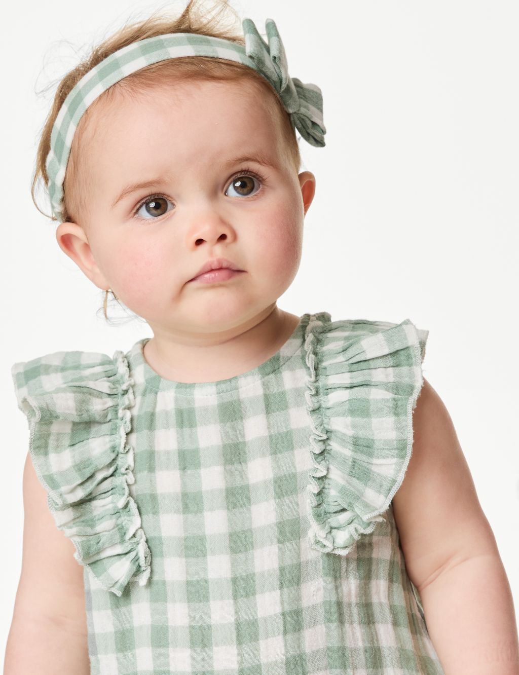 2pc Pure Cotton Gingham Romper (0-3 Yrs) 6 of 6