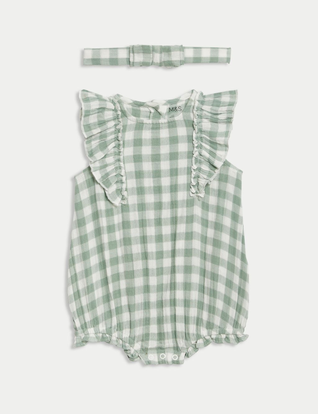 2pc Pure Cotton Gingham Romper (0-3 Yrs) 1 of 6