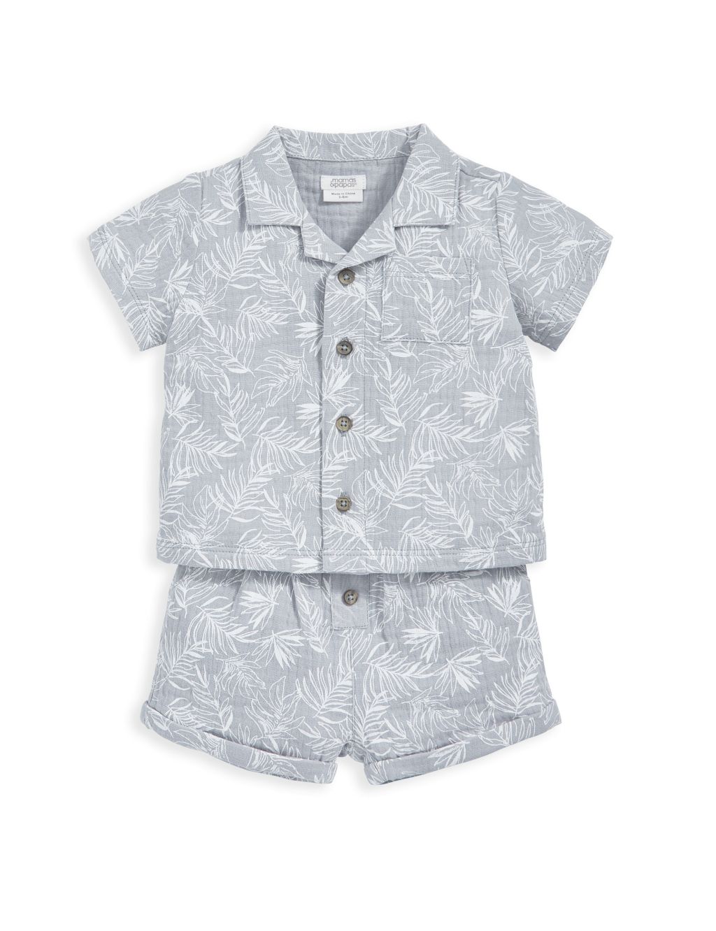 2pc Pure Cotton Palm Print Outfit (0-3 Yrs) 1 of 4