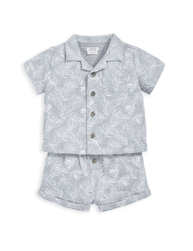 2pc Pure Cotton Palm Print Outfit (0-3 Yrs) 2 of 4