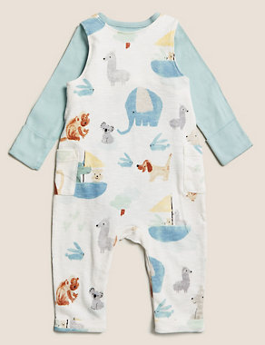 2pc Pure Cotton Printed Dungarees Outfit (7lbs - 12 Mths) Image 2 of 7