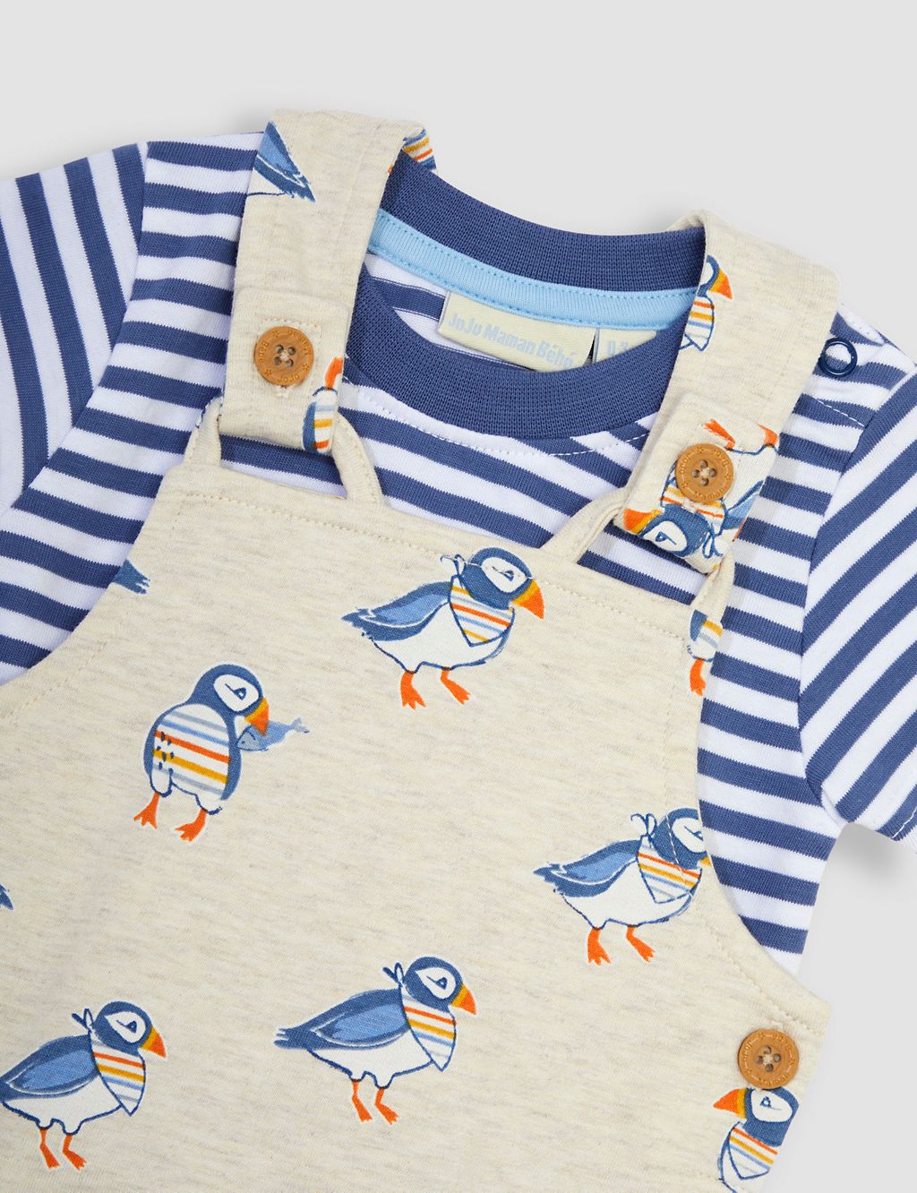 2pc Pure Cotton Striped Puffin Outfit (0-24 Mths) 2 of 6