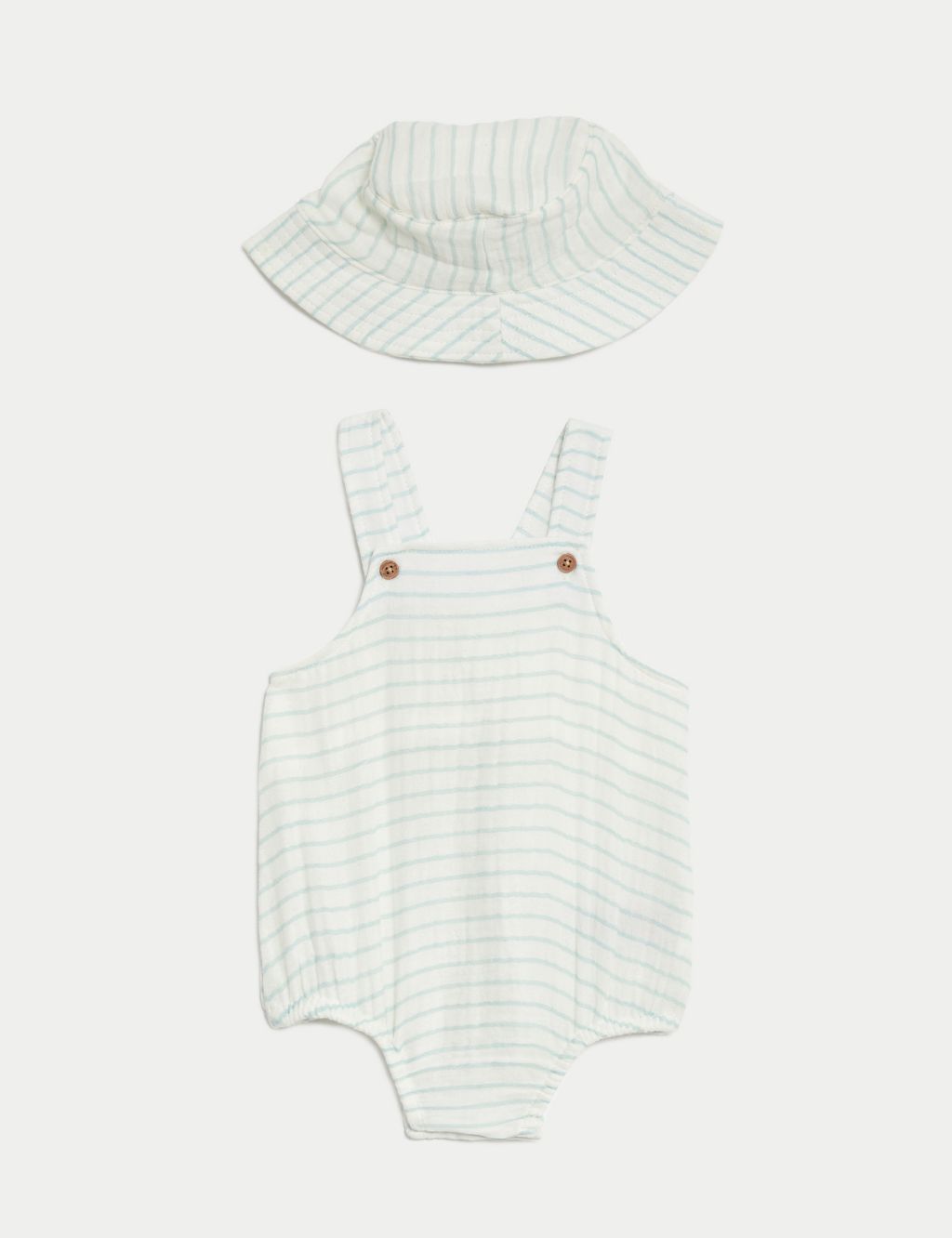 2pc Pure Cotton Striped Romper & Hat Outfit (7lbs-1 Yrs) 1 of 7