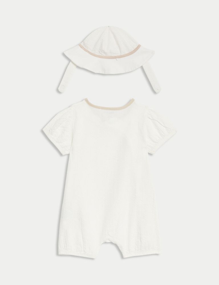 2pc Pure Cotton Textured Romper with Hat (7lbs- 1 Yrs) 2 of 4