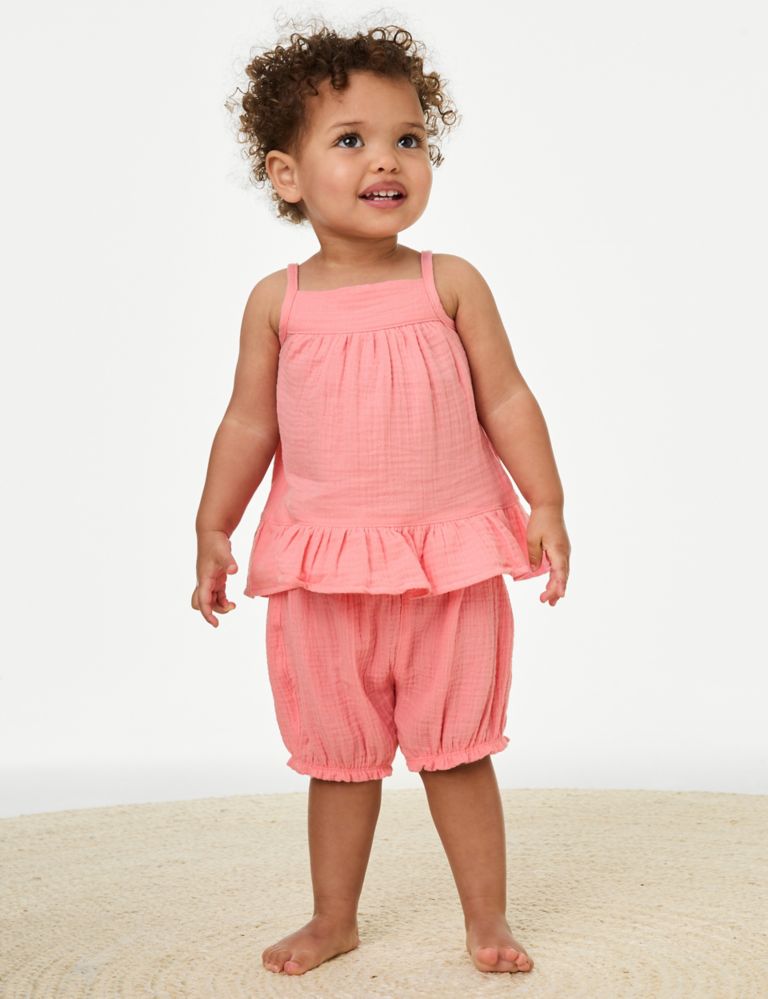 2pc Pure Cotton Top & Shorts Outfit (0-3 Yrs) 1 of 9