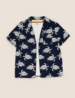 2pc Pure Cotton Turtle Print Shirt with Shirt (2-7 yrs) Image 2 of 5