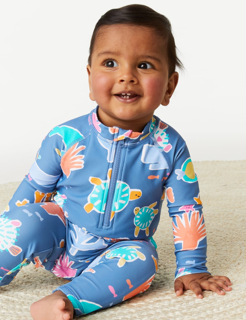 2pc Sealife Swimsuit & Hat Set (03 Yrs) M&S Collection M&S