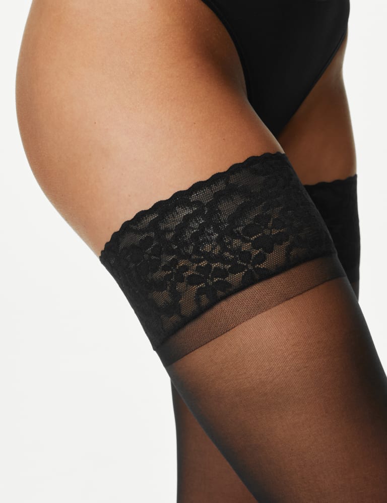 Women's Autograph Ladder Resistant Matt Lace Top Stockings 10