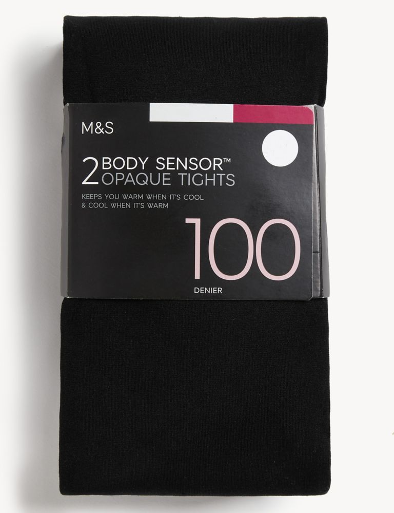 2pk 100 Denier Body Sensor™ Opaque Tights 2 of 4