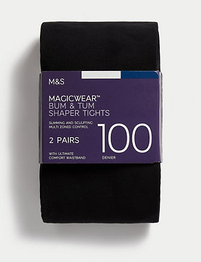 2pk 100 Denier Magicwear™ Opaque Tights Image 2 of 3