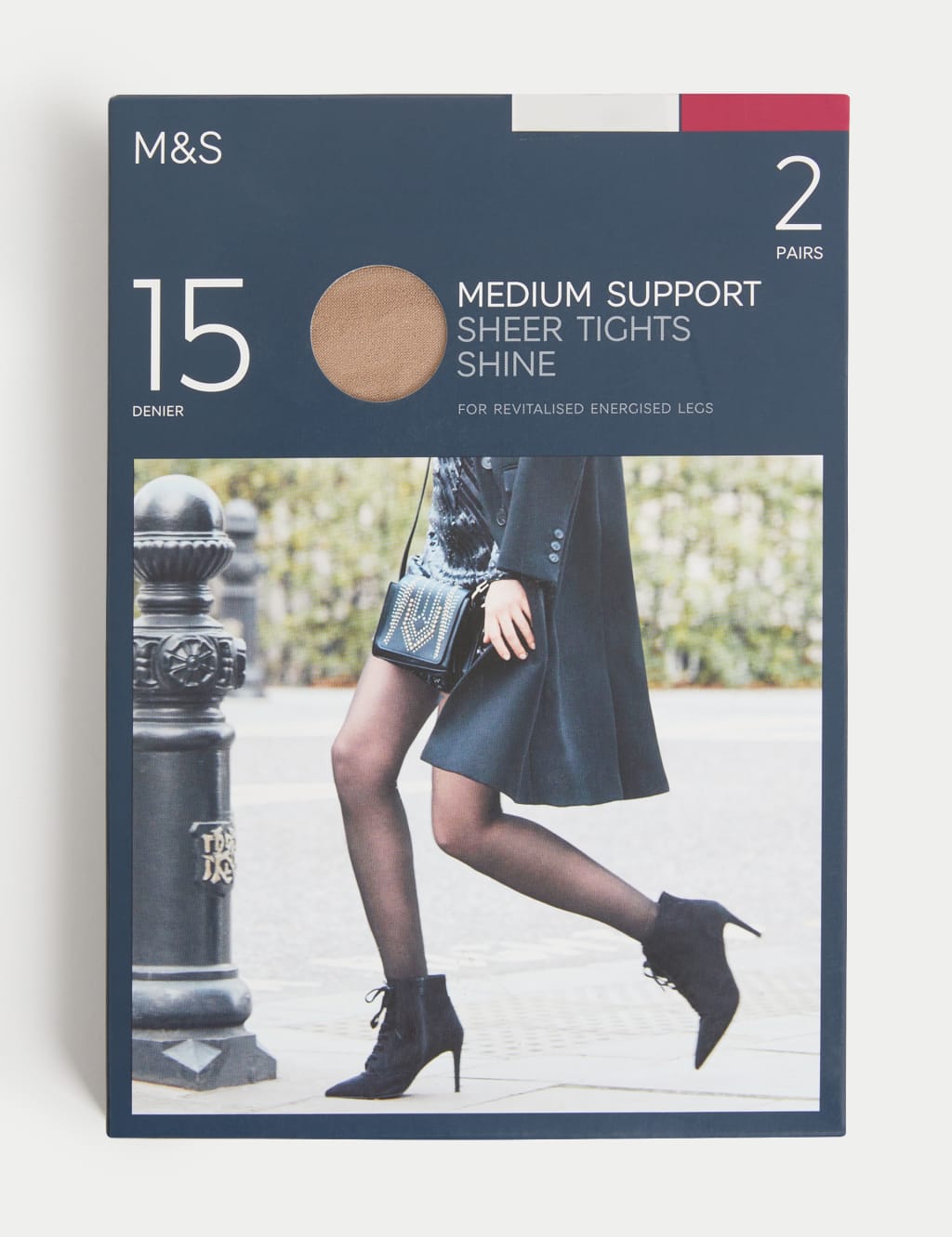 2pk 15 Denier Medium Support Sheer Tights 1 of 4