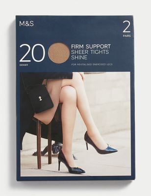 2pk 20 Denier Firm Support Sheer Tights Image 2 of 4