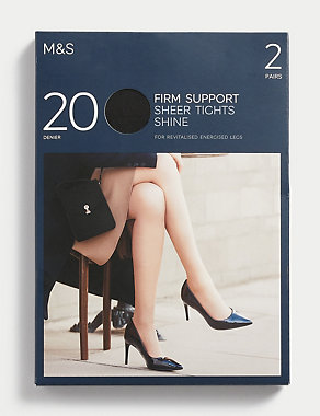 2pk 20 Denier Firm Support Sheer Tights Image 2 of 4