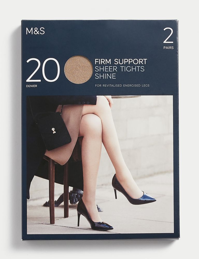 2pk 20 Denier Firm Support Sheer Tights 2 of 4