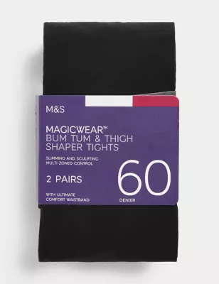 2pk 60 Denier Magicwear™ Opaque Tights, M&S Collection