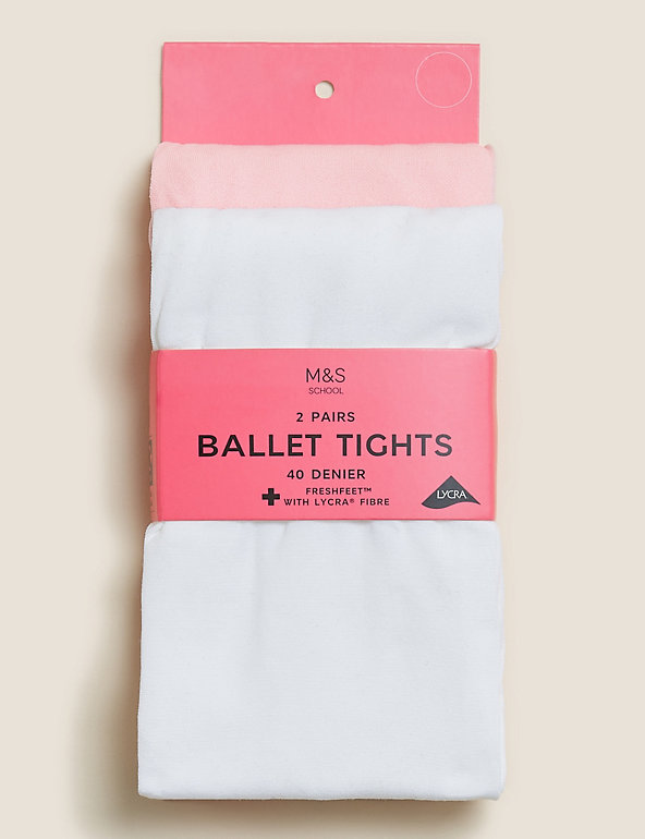 2-12 Yrs 2pk Ballet Opaque Tights Marks & Spencer Girls Clothing Underwear Stockings 