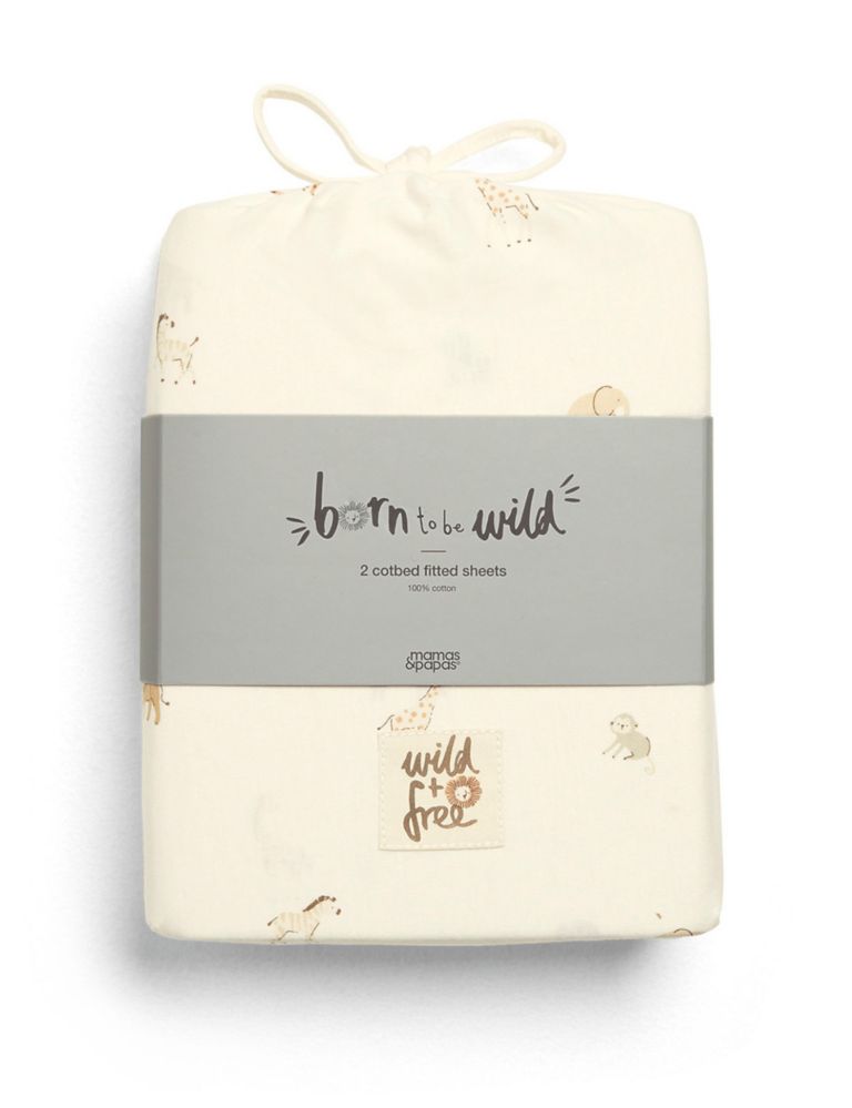 2pk Born to be Wild Cotbed Fitted Sheets 2 of 2